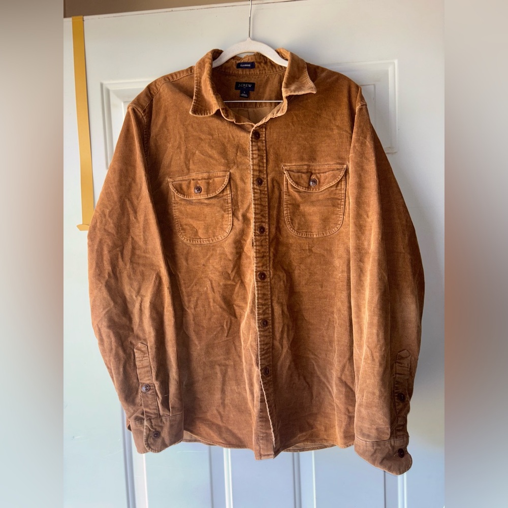 J. Crew Men's Corduroy Button-Down Shirt in Rust